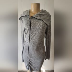 Gray Zip-Up Sweater Dress